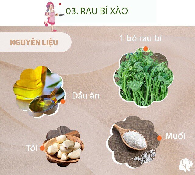 Chuẩn bị: 1 bó rau bí đã nhặt sạch (có thêm hoa bí thì càng ngon), tỏi, dầu ăn, muối.