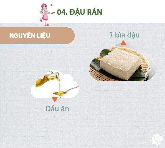 Chuẩn bị: 1 bìa đậu to hoặc 3 bìa đậu nhỏ (hoặc đậu Kênh), dầu ăn.