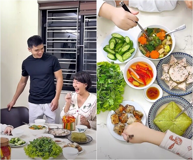 Mâm cơm nhà nữ diễn viên được dọn ra. Cô đố mọi người mâm cơm này giống mâm cơm ngày gì, ông xã cô hài hước: Ngày cúng! Tuy nhiên, cậu con trai liền nói ngay: Ngày Tết. Chưa đến Tết, mọi người đã cảm nhận được mâm cơm đậm vị nhà qua những món ăn đầy phong vị cổ truyền và không khí quây quần, ấm cúng nhà Hoàng Kim Ngọc.