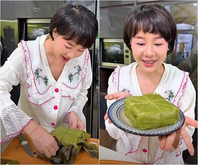 Ngoài món dưa góp gợi nhớ ngày Tết, Hoàng Kim Ngọc còn chuẩn bị bánh chưng. Cô bày tỏ: Tôi thấy nhá, tất cả các món ăn Việt Nam mình đều rất là ngon với điều kiện là phải ăn sớm. Ví dụ tầm giữa tháng 7 mà được ăn một cái bánh Trung thu hoặc tầm này ăn một miếng bánh chưng này, nem rán này, giò chấm nước mắm này... Nó phải gọi là tuyệt đỉnh mỹ vị luôn. Nhưng mà đến đúng ngày kiểu Trung thu hay là Tết thì lại không muốn ăn nữa. Thế mấy dị chứ!