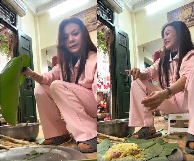 Ca sĩ Hải Yến Idol chia sẻ: Ngoại trừ việc thường xuyên lộn mặt lá thì tôi gói bánh chưng bằng tay cũng chẳng kém khuôn là mấy.