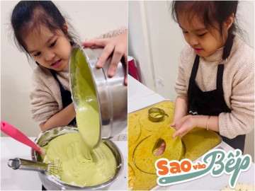 Bếp Eva - Cô con gái MC Diễm Quỳnh 45 tuổi mới sinh nay cực khéo, thành quả bất ngờ khi làm bánh tặng chị ruột