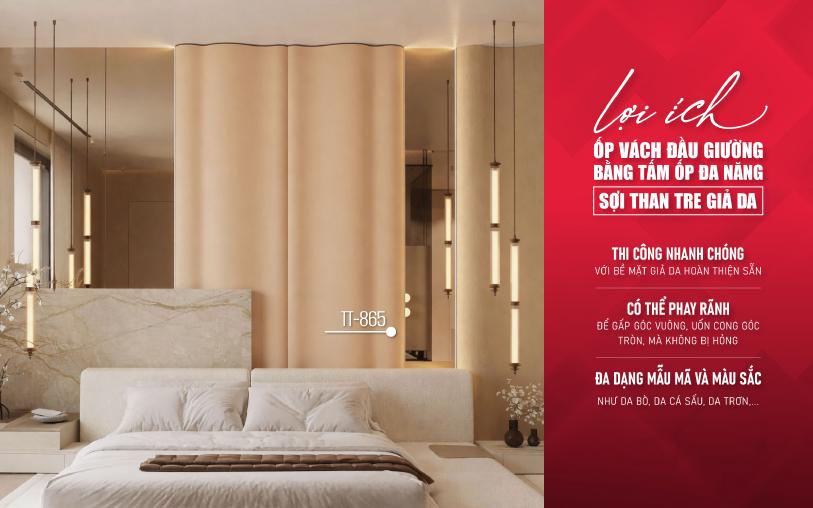 Lợi ích ốp vách đầu giường bằng tấm ốp đa năng sợi than tre giả da