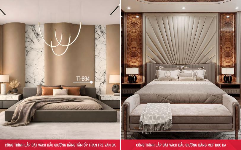 Công trình lắp đặt vách đầu giường vân da