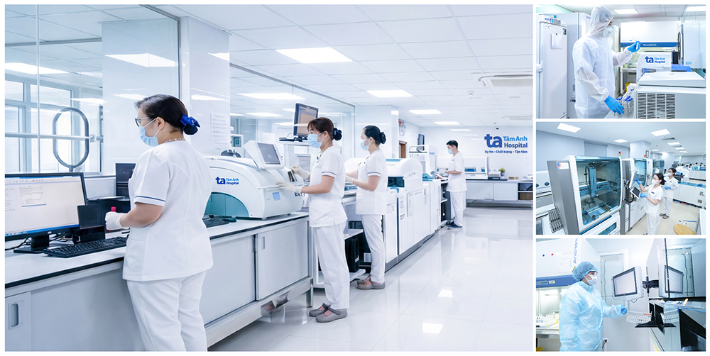 Trung tâm Xét nghiệm, BVĐK Tâm Anh trang bị hệ thống máy tự động cho các xét nghiệm sinh hóa - miễn dịch, huyết học, vi sinh, sinh học phân tử cơ bản và chuyên sâu, hiện đại. Ảnh:BVĐK Tâm Anh.