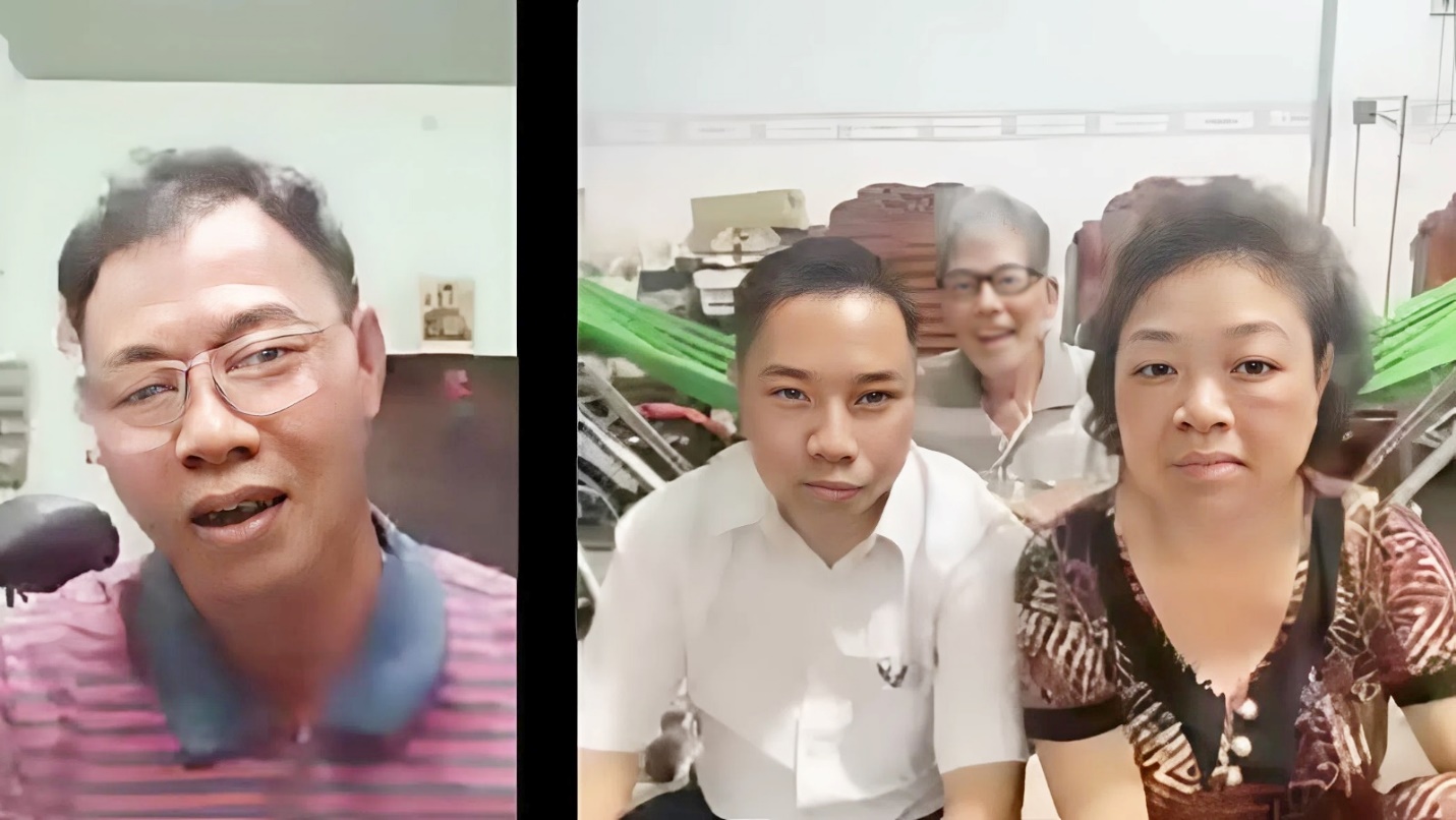 Chú Hùng (bên trái) đã được kết nối để trò chuyện cùng người thân