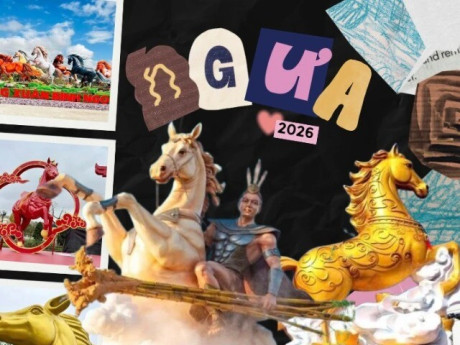 Dàn linh vật năm Ngọ "cực vuýp": Ngựa vàng đạp mây ở Điện Biên gây trầm trồ