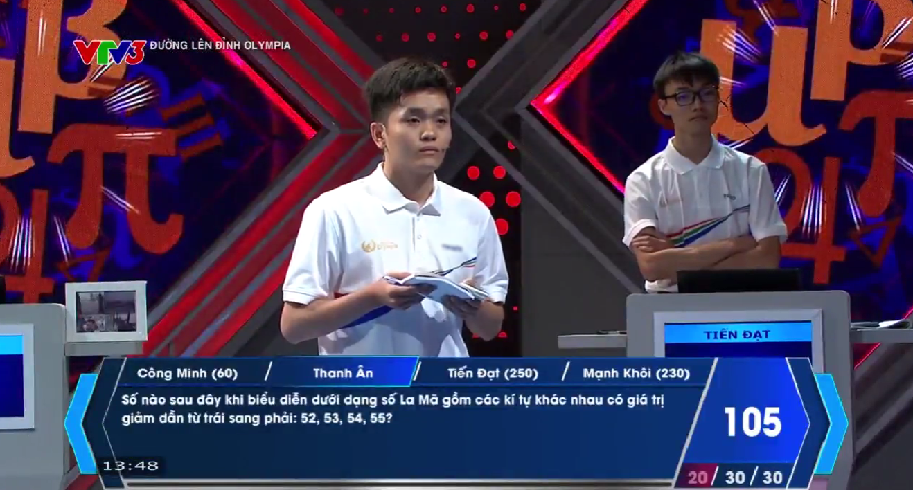 Thanh Ân đã Về đích với 2 câu trả lời đúng, nhưng bị trừ điểm ở ngôi sao hi vọng. Kết thúc lượt thi của mình, Thanh Ân có 105 điểm. 