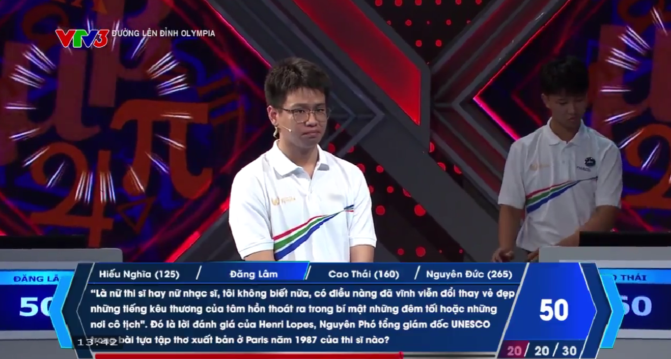 Người Về đích cuối cùng là Đăng Lâm, rất tiếc không có câu trả lời nào đúng. Cao Thái có 1 đáp án đúng và 1 đáp án saim