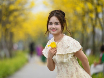 Đổ xô check-in đường hoa phong linh rực rỡ nhất Thủ đô