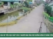 Clip Eva - Hành động nhanh trí của cậu bé tiểu học cứu 2 người đàn ông rơi xuống kênh ở Hưng Yên