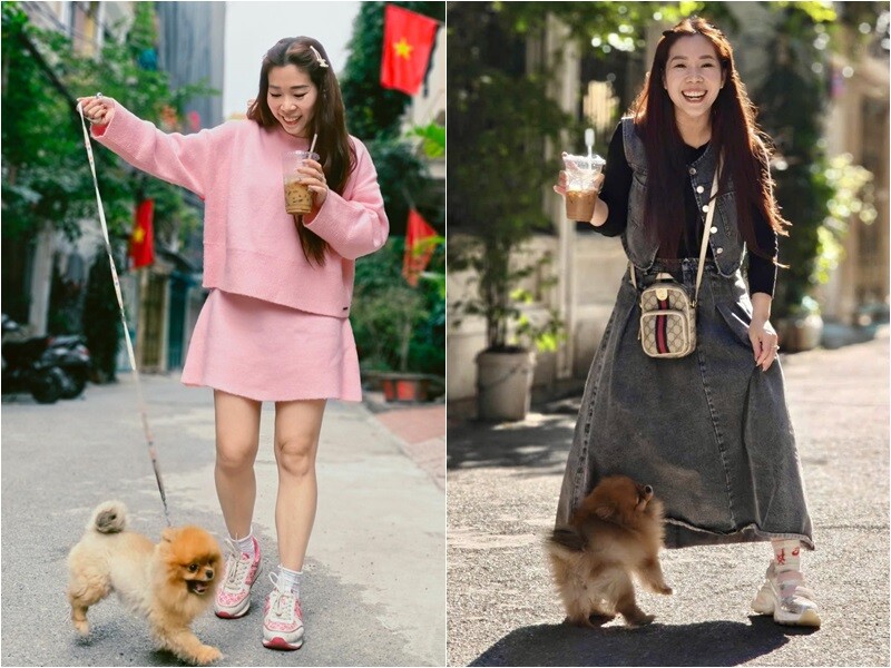 Mới đây, Anh Đào - bà xã Hồng Đăng nhận được nhiều sự chú ý khi đăng tải hình ảnh trong bộ đồ hồng khá "xì tin". Cô bày tỏ: "42 mùa xuân em vẫn mê màu hường... Có được không ta?"