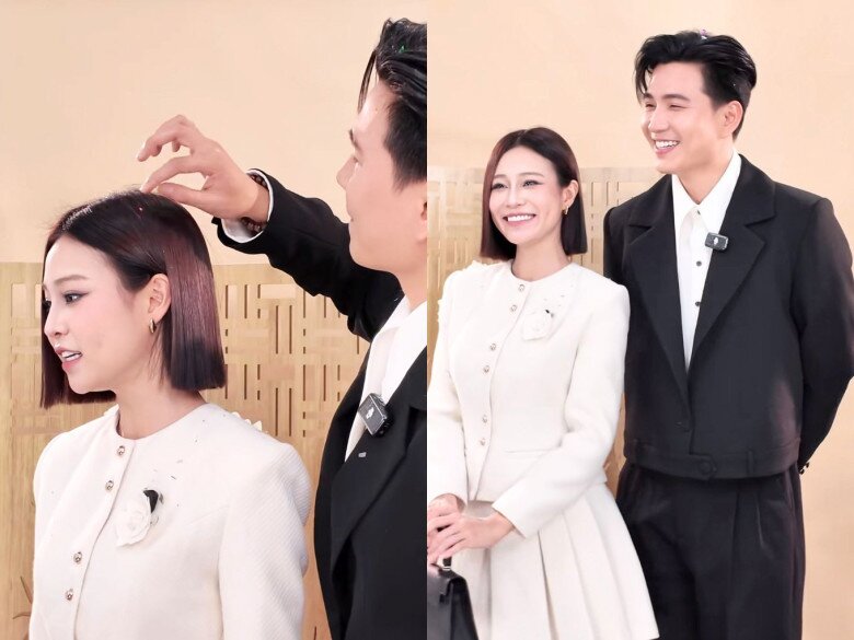 Lê Hải chỉnh tóc cho người đẹp 9X.