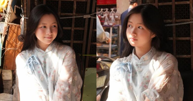 Cô bé vẫn giữ được nét trong trẻo, dễ thương đúng với lứa tuổi học sinh.