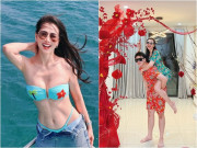 Giải trí - Mẹ đơn thân Anh Thư đẹp nóng bỏng ngày cận Tết, được con trai cao gần 1m90 cõng trên lưng