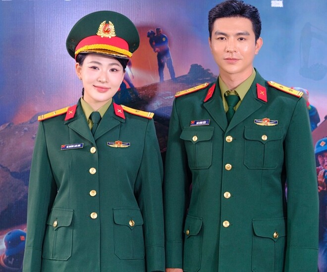 Minh Trang và Steven Nguyễn tại buổi họp báo phim cách đây không lâu.