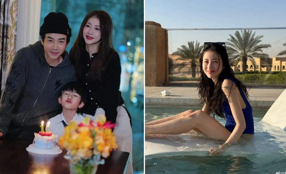 Gia đình tài tử Lý Mậu, diễn viên Chu Vũ Đồng. Ảnh: Weibo