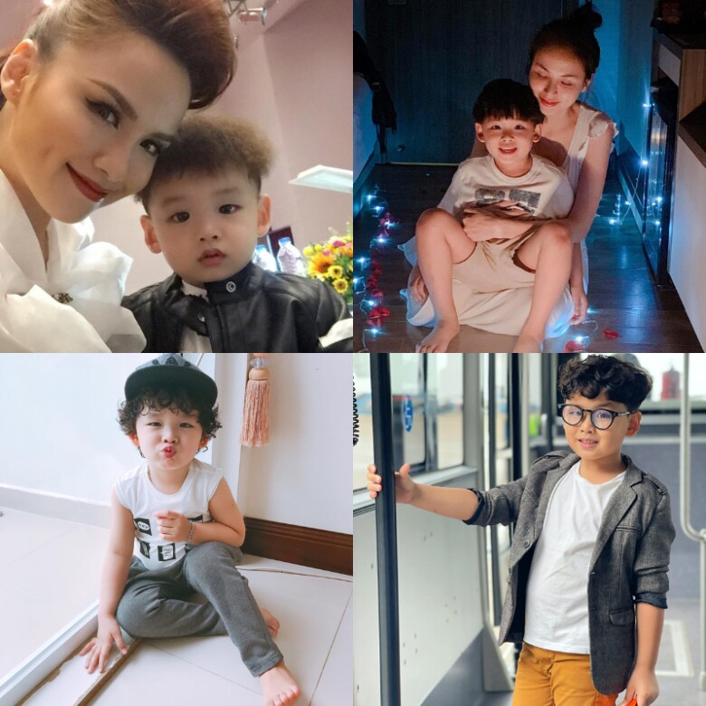 Con trai Hoa hậu Diễm Hương được khán giả yêu mến bởi ngoại hình đáng yêu cùng mái tóc xoăn đặc trưng.