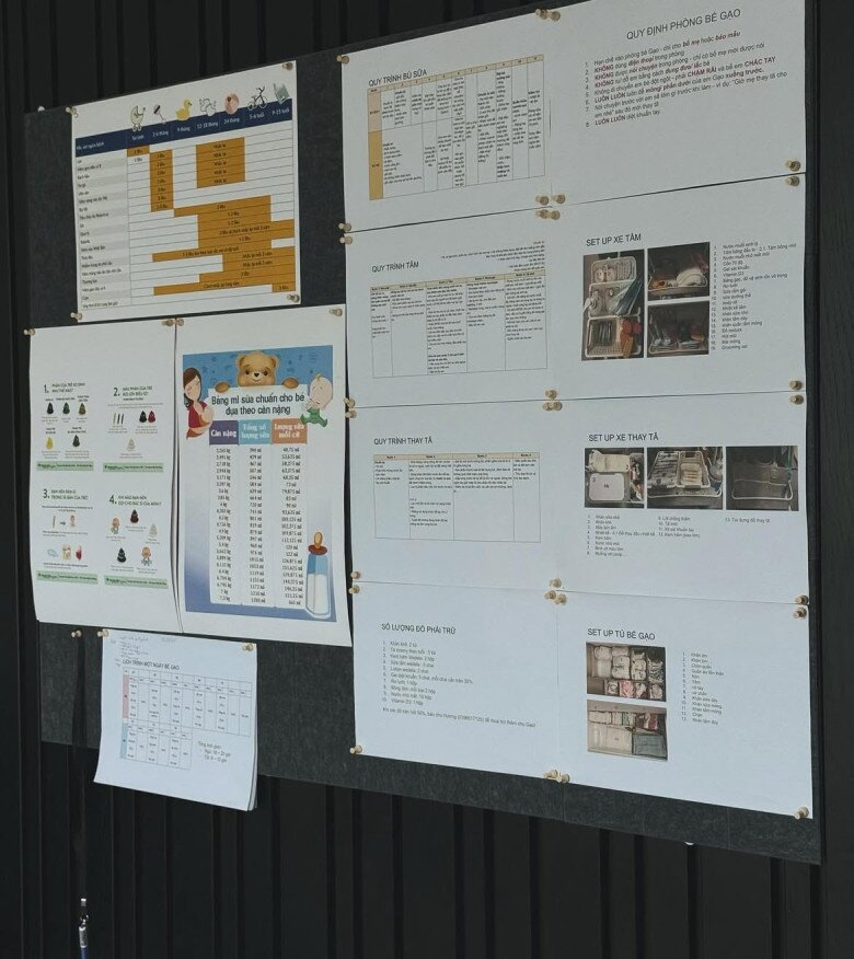 Loạt quy tắc nuôi dạy con gái được vợ chồng Ngô Thanh Vân dán đầy tường.