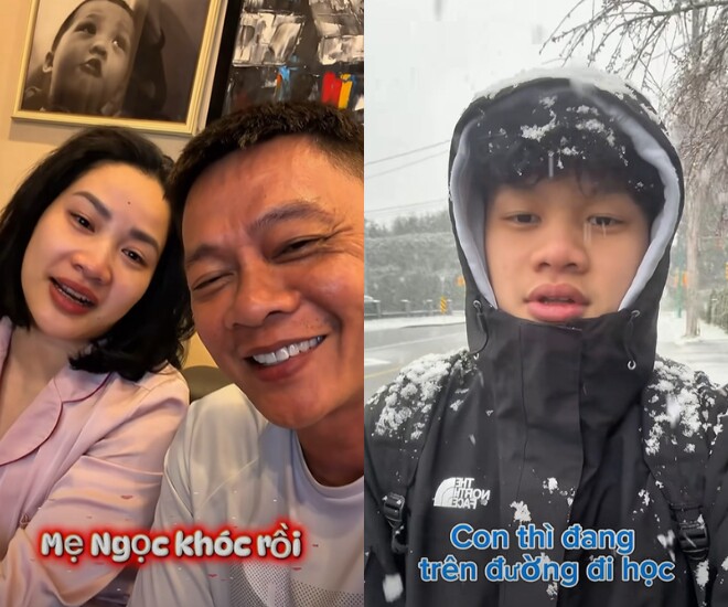 BTV VTV Quang Minh và vợ hạnh phúc khi nhận món quà của con trai đầu lòng.