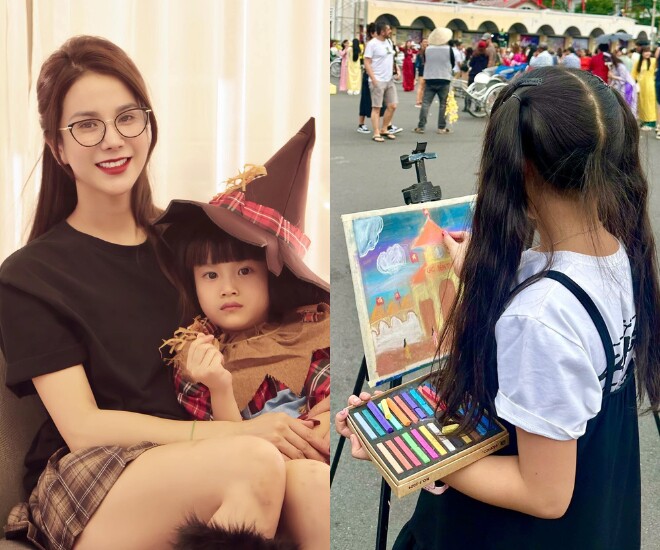 Diệp Lâm Anh khoe con gái đầu lòng đam mê vẽ tranh giống mẹ.