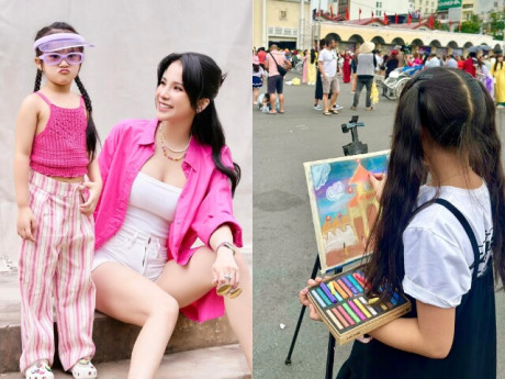 Diệp Lâm Anh khoe con gái đam mê vẽ tranh giống mẹ, mới 8 tuổi đã ra dáng họa sĩ tài ba