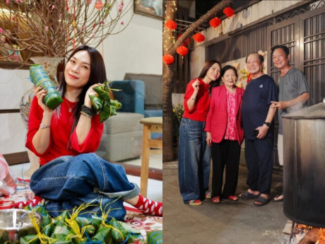 Mỹ Tâm làm bánh tét, sên mứt chuẩn bị Tết cho ba mẹ