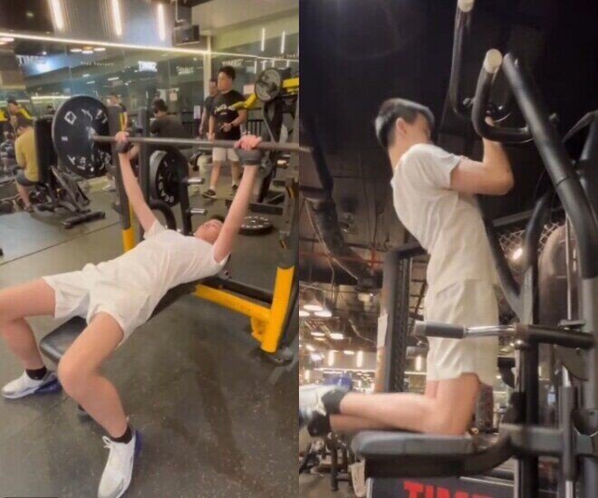 Quý tử của Hoa hậu Thùy Lâm cao 1m86, được bố dạy tập gym ở độ tuổi teen.