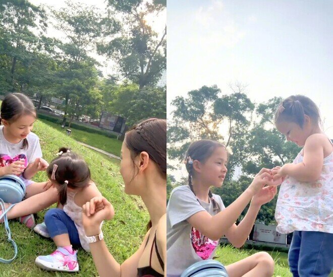 Nữ diễn viên hạnh phúc vì các con yêu thương nhau.