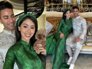 Giải trí - Ông xã gốc Dubai của Tiên Nguyễn mặc áo dài chúc Tết nhà bố vợ