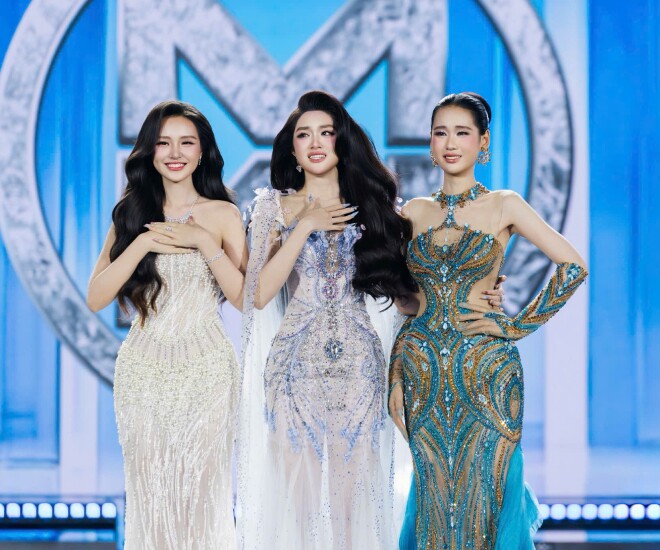 Top 3 “Miss World Vietnam 2025” Lê Phương Khánh Như - Phan Phương Oanh - Trương Tâm Như (từ trái qua).