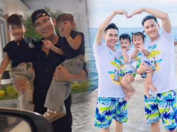 Hà Trí Quang "một nách chăm 2 con" cho Thanh Đoàn đi làm, quý tử thấy bố doanh nhân về liền "nịnh khéo"