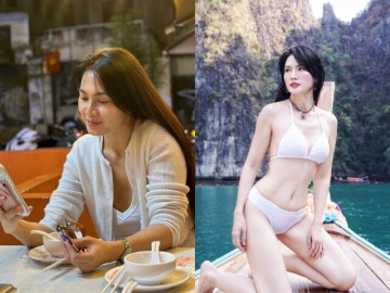 Mỹ nhân Vbiz bị chụp lén khi ngồi ăn vẫn đẹp bất chấp, tuổi U45 an yên bên tình mới