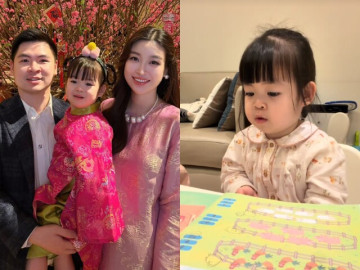 Hoa hậu Đỗ Mỹ Linh lo con gái không học được trường Harvard, bé TiTi nhớ số nhờ đếm tầng nhà