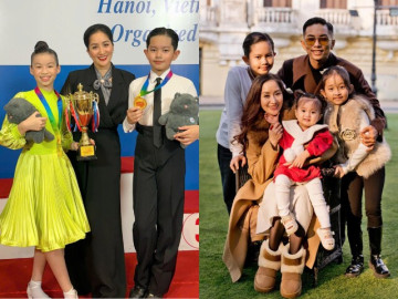 Con trai Khánh Thi mang sách vở theo học khi thi dancesport quốc tế, 2 lần vô địch thế giới vẫn ngoan ngoãn phụ mẹ chăm em