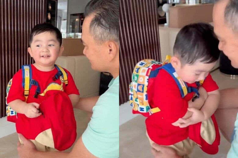 Nhóc tì được bố mẹ rèn nền nếp, rất ngoan ngoãn, nghe lời.