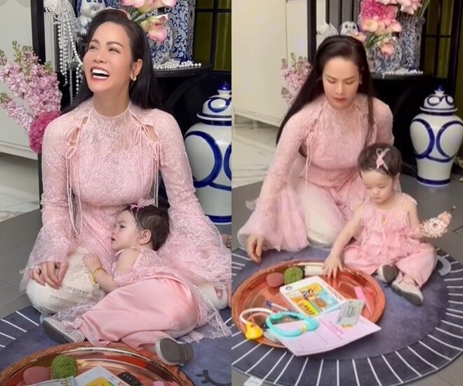 Nhật Kim Anh thích thú khi thấy con gái có tiềm năng nối nghiệp nghệ thuật của mình.