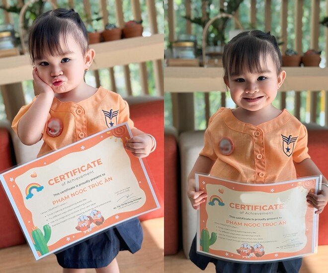 Lita - con gái Kha Ly nhận được bằng khen đầu đời ở trường.