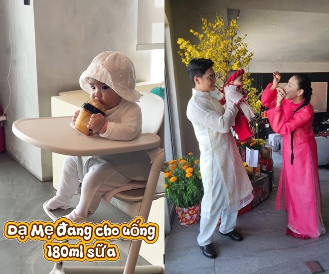 Bé Gạo được mẹ rèn cho nếp ngồi ăn từ khi mới gần 6 tháng tuổi.