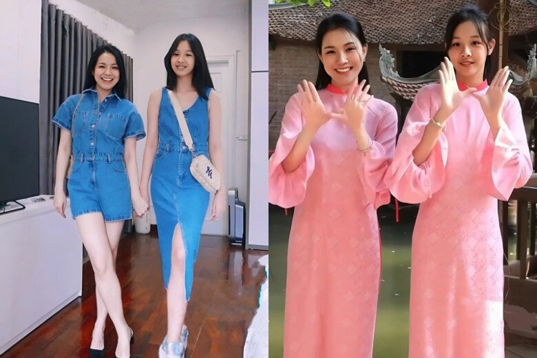 2 mẹ con Thùy Lâm thường mặc đồ đôi quay clip.