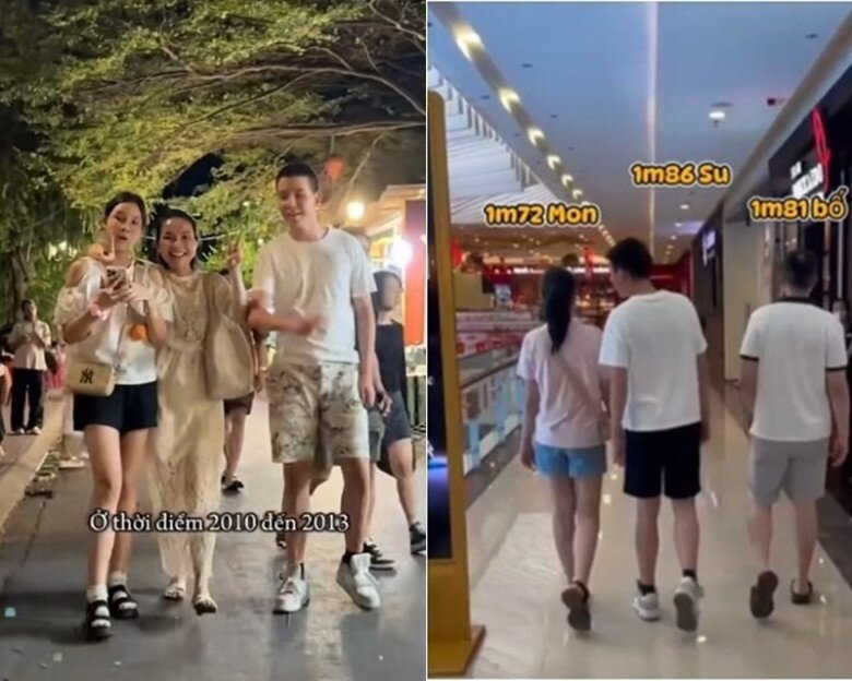 Thùy Lâm nhỏ bé khi đi cạnh 2 con.