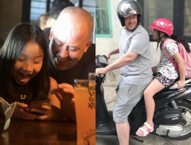 Chồng Tây của Thu Phượng chăm sóc cho ái nữ vô cùng chu đáo từ nhỏ.