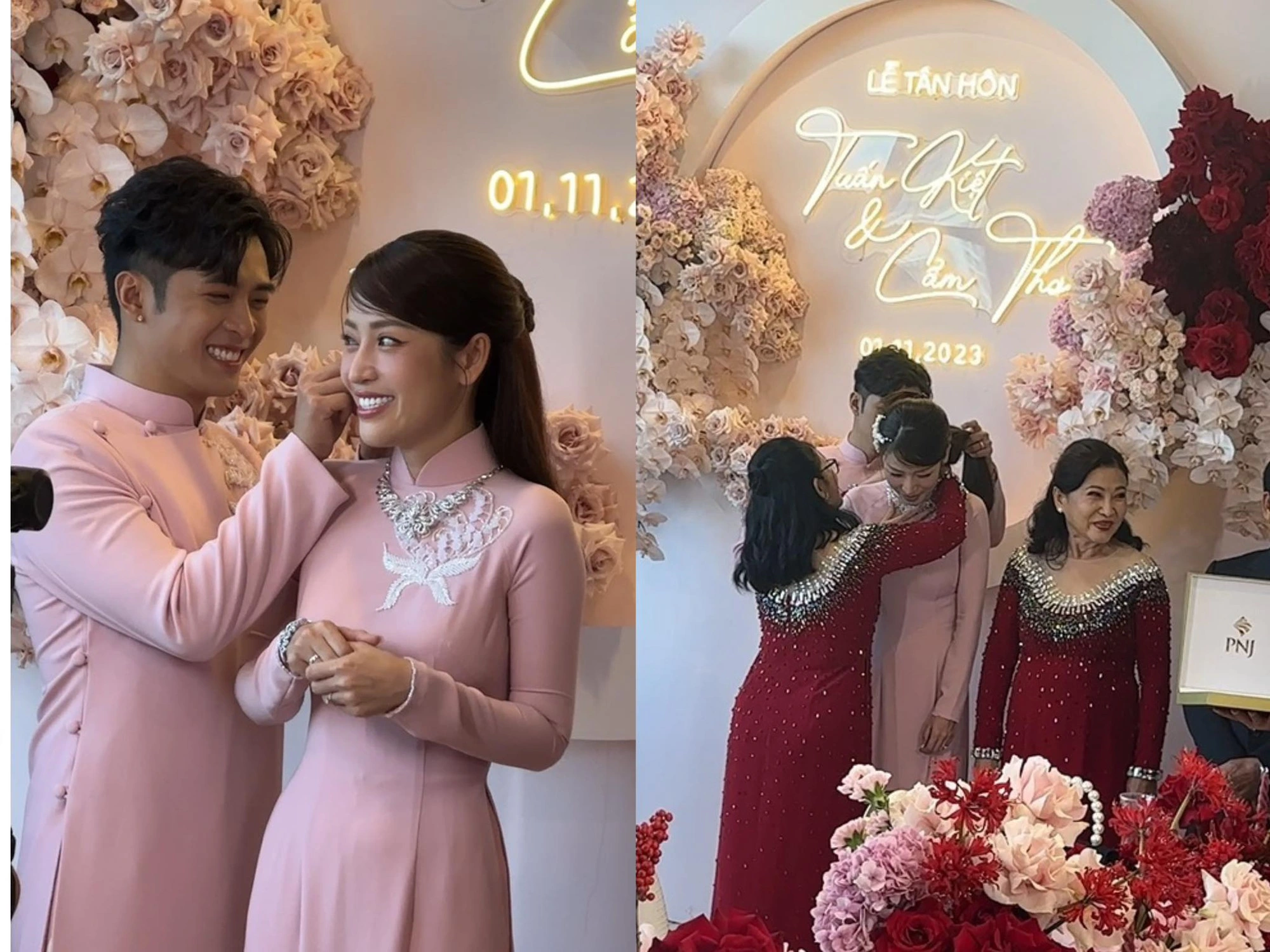 Puka được mẹ chồng tặng trang sức trong lễ cưới.