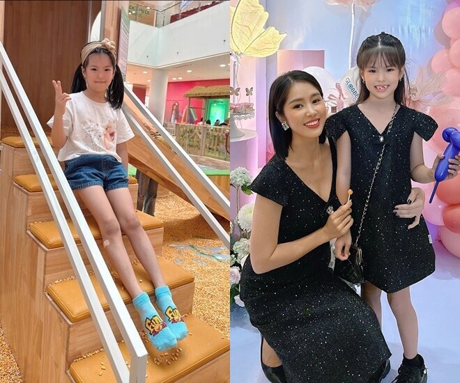 Bé Bông - ái nữ của Lê Phương sở hữu đôi chân dài, mê nghệ thuật giống mẹ.