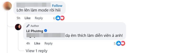 Lê Phương tiết lộ ái nữ muốn làm diễn viên.