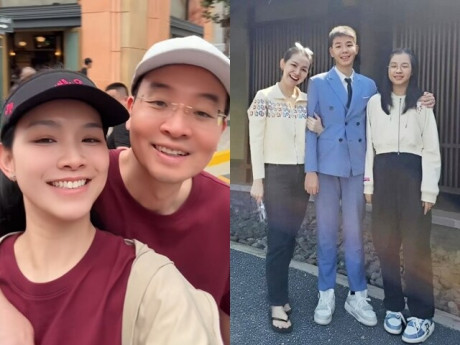 Hoa hậu Thùy Lâm tình tứ như vợ chồng son bên ông xã Tiến sĩ, 2 con đạt chiều cao "khủng" đều được khen là "cực phẩm"