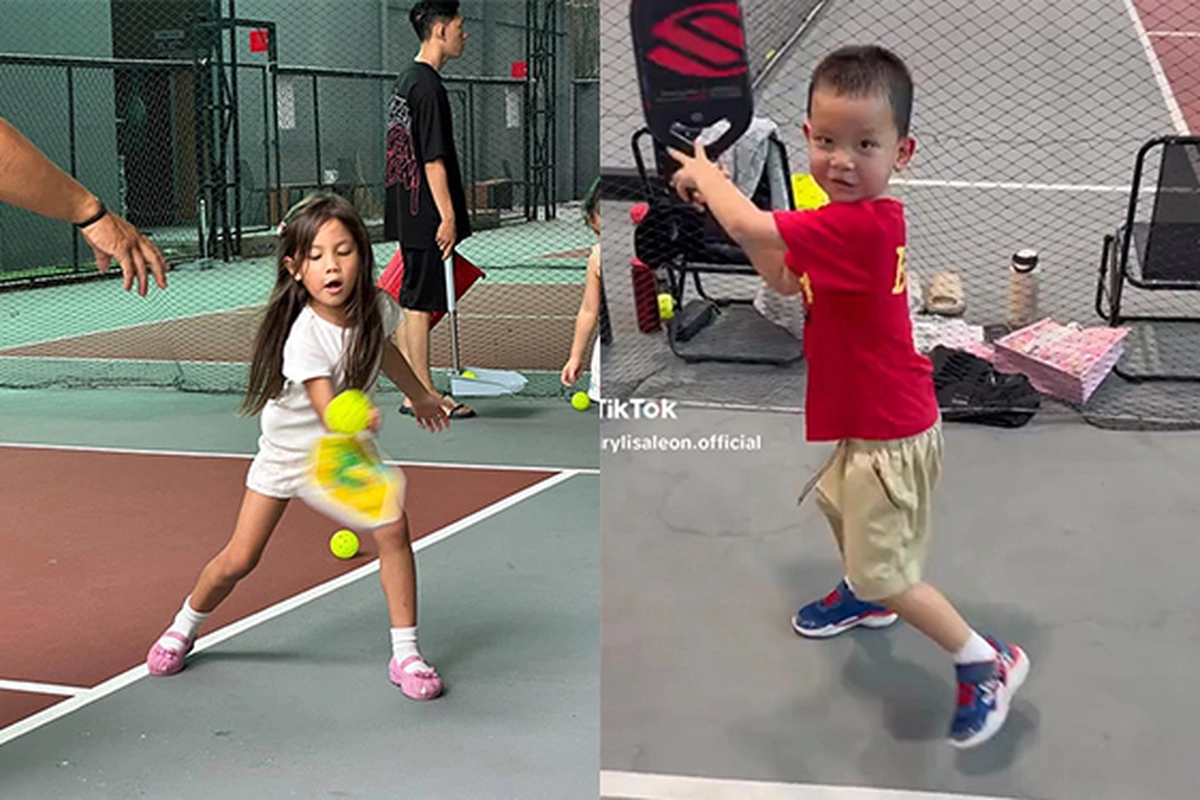 2 nhóc tì được tham gia nhiều môn thể thao, Leon thừa hưởng năng khiếu giống bố.