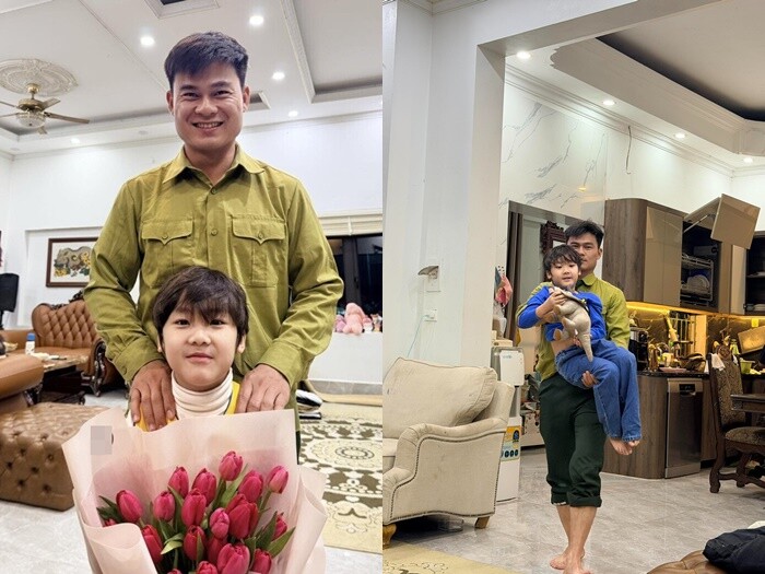 Con trai Hòa Minzy rất yêu quý bố Văn Cương.