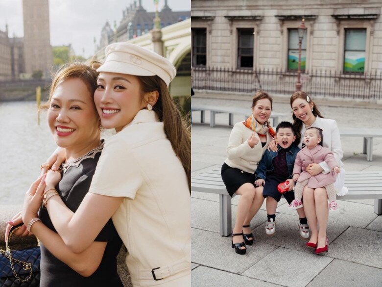 Mẹ vợ của Chi Bảo có phong cách thời trang sang chảnh, tinh thần rạng rỡ.