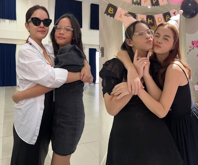 Tuệ Lâm hiện cao hơn mẹ, sở hữu đôi chân dài.